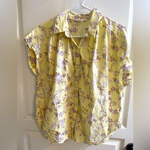 Olivaceous Yellow and Purple Floral Blouse